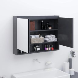 Dulap de baie cu oglinda, gri, 80x15x60 cm, MDF GartenMobel Dekor