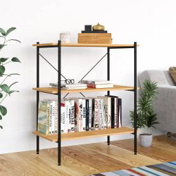 Unitate cu rafturi pe 3 niveluri, negru si stejar, 80x40x92 cm GartenMobel Dekor