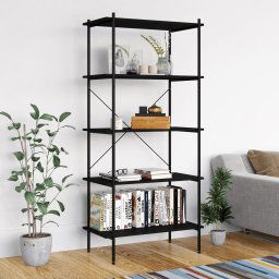 Unitate cu rafturi pe 5 niveluri, negru, 80x40x163 cm GartenMobel Dekor