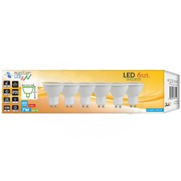 Bec LED GU10 vita 2700K 7W SMD 2835 6 BUC