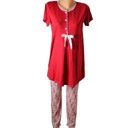 Compleu maternitate, 4 piese, Pijama+ Halat gravide, Sella, Soft Black, maneca lunga