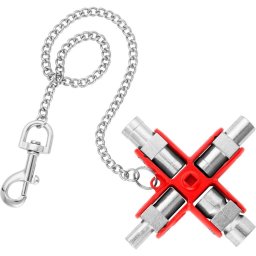 KNIPEX universal key 00 11 06, socket wrench (silver/red, for common cabinets and locking systems)