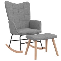 Scaun balansoar cu taburet, gri deschis, textil GartenMobel Dekor