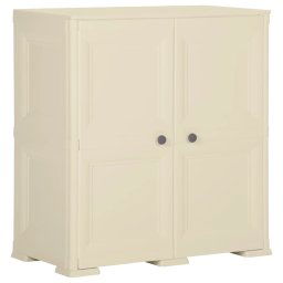 Dulap din plastic, 79x43x85,5 cm, alb angora, design de lemn GartenMobel Dekor