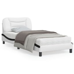 Cadru de pat cu tablie alb si negru 90x190 cm piele artificiala GartenMobel Dekor