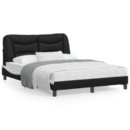 Cadru de pat cu tablie, negru/alb, 140x200 cm, piele ecologica GartenMobel Dekor