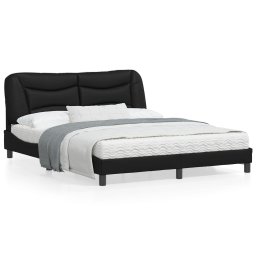 Cadru de pat cu tablie, negru, 160x200 cm, piele ecologica GartenMobel Dekor