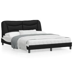 Cadru de pat cu tablie, negru/alb, 160x200 cm, piele ecologica GartenMobel Dekor