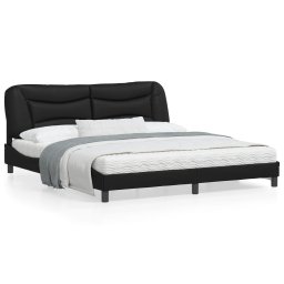 Cadru de pat cu tablie, negru, 180x200 cm, piele ecologica GartenMobel Dekor
