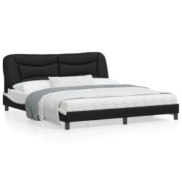 Cadru de pat cu tablie negru si alb 180x200cm piele artificiala GartenMobel Dekor