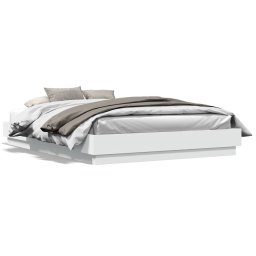 Cadru de pat cu lumini LED, alb, 150x200 cm GartenMobel Dekor