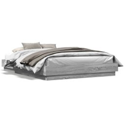 Cadru de pat cu lumini LED, gri sonoma, 150x200 cm GartenMobel Dekor