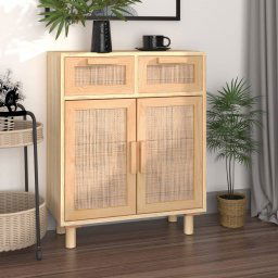 Servanta, maro, 60x30x75 cm, lemn masiv pin si ratan natural GartenMobel Dekor