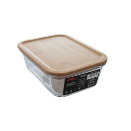 Vas termorezistent rectangular cu capac bambus 0.85 l