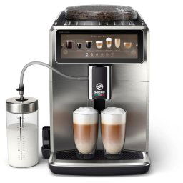 Espressor Espressor complet automat Saeco Xelsis Suprema SM8885/00, 15 bari, 22 specialitati de cafea, 8 profile de utilizator, interfata Coffee Maestro, tehnologie BeanMaestro, functie LatteDuo, rasnita ceramica, filtru Aqua Clean, Gri