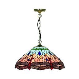 Lustră Tiffany pe lanț Searchlight 1283-16 DRAGONFLY 1xE27/60W/230V