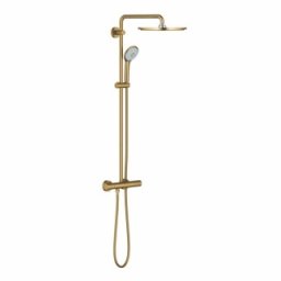 Coloana de dus cu termostat Grohe Rainshower Smartactive 310 Brushed Cool Sunrise, auriu periat mat