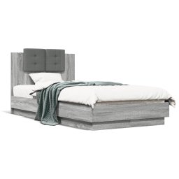 Cadru de pat cu tablie, gri sonoma, 90x190 cm, lemn prelucrat GartenMobel Dekor