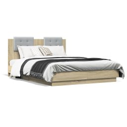 Cadru de pat cu tablie si lumini LED, stejar sonoma, 120x190 cm GartenMobel Dekor