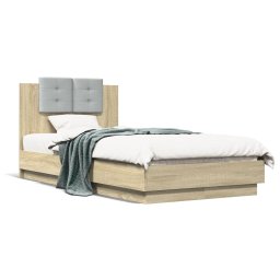 Cadru de pat cu tablie si lumini LED, stejar sonoma, 90x190 cm GartenMobel Dekor