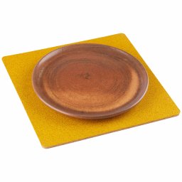 Suport pentru farfurii EcoCMK, din plută, placemats Yellow, pătrat, set 2buc