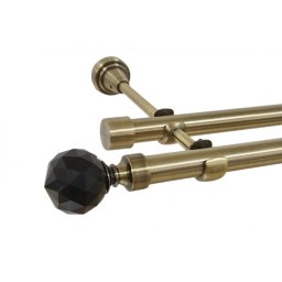Galerie dubla - fara inele - KULA CRYSTAL NEGRU/19 -dubla – fără inele - aur antic