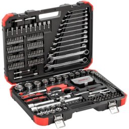 GEDORE red socket wrench set 1/4 + 1/2, 232 pieces, tool set (red/black, with 2 reversible ratchets)