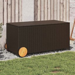 Lada depozitare de gradina cu roti, maro, 190 L, poliratan GartenMobel Dekor