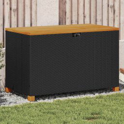 Lada depozitare gradina negru 110x55x63cm lemn acacia poliratan GartenMobel Dekor