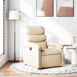 Fotoliu rabatabil, crem, material textil GartenMobel Dekor