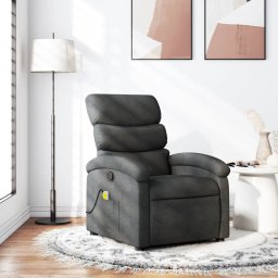 Fotoliu de masaj rabatabil, gri închis, material textil GartenMobel Dekor