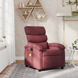 Fotoliu de masaj rabatabil, rosu vin, material textil GartenMobel Dekor
