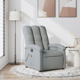 Fotoliu de masaj rabatabil, gri deschis, textil GartenMobel Dekor