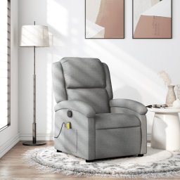 Fotoliu de masaj rabatabil, gri deschis, textil GartenMobel Dekor