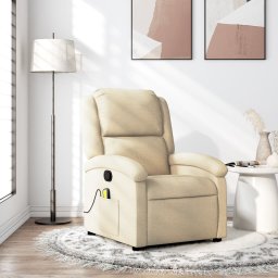 Fotoliu rabatabil de masaj, crem, material textil GartenMobel Dekor
