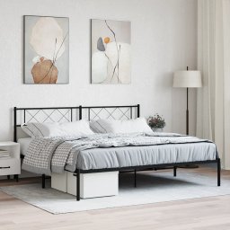 Cadru de pat metalic cu tablie, negru, 193x203 cm GartenMobel Dekor