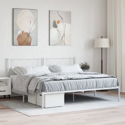 Cadru de pat metalic cu tablie, alb, 193x203 cm GartenMobel Dekor