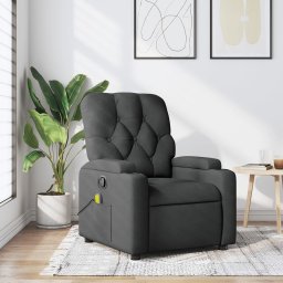 Fotoliu de masaj rabatabil, gri închis, material textil GartenMobel Dekor