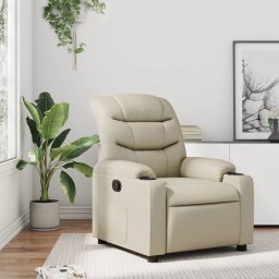 Fotoliu rabatabil, crem, piele ecologica GartenMobel Dekor