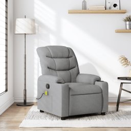 Fotoliu de masaj rabatabil, gri deschis, textil GartenMobel Dekor