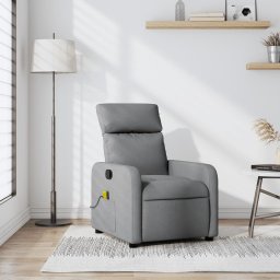Fotoliu de masaj rabatabil, gri deschis, textil GartenMobel Dekor