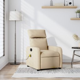 Fotoliu rabatabil de masaj, crem, material textil GartenMobel Dekor