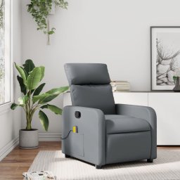 Fotoliu de masaj rabatabil, gri, piele ecologica GartenMobel Dekor