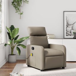 Fotoliu de masaj rabatabil, cappuccino, piele ecologica GartenMobel Dekor