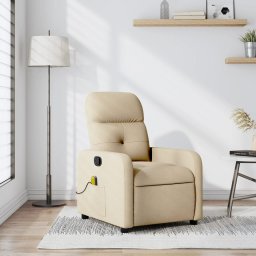 Fotoliu rabatabil de masaj, crem, material textil GartenMobel Dekor