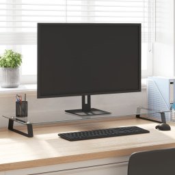 Suport de monitor, negru, 100x35x8 cm, sticla securizata/ metal GartenMobel Dekor