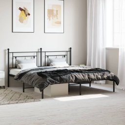 Cadru de pat metalic cu tablie, negru, 183x213 cm GartenMobel Dekor