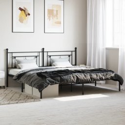 Cadru de pat metalic cu tablie, negru, 193x203 cm GartenMobel Dekor