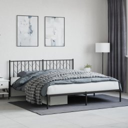 Cadru de pat metalic cu tablie, negru, 183x213 cm GartenMobel Dekor