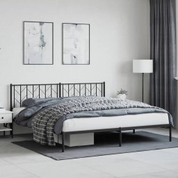 Cadru de pat metalic cu tablie, negru, 193x203 cm GartenMobel Dekor